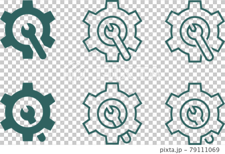 Gear icon with wrench in the center 79111069