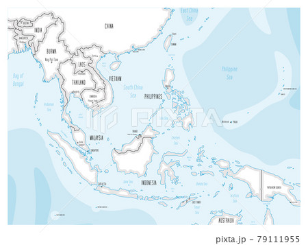 Southeast Asia map - hand-drawn cartoon style Southeast Asia map - hand-drawn cartoon style 79111955