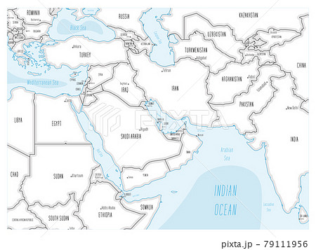 Middle East map - hand-drawn cartoon style 79111956