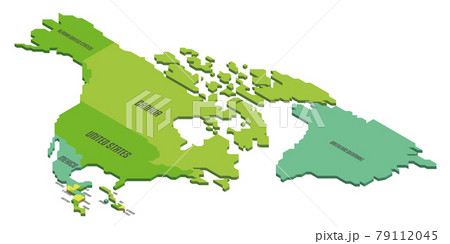 Isometric political map of North America Isometric political map of North America 79112045