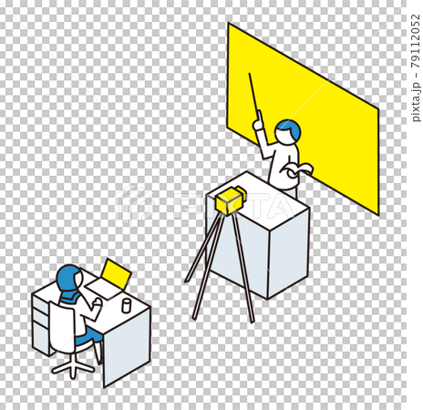 Online lessons and people taking isometric 79112052