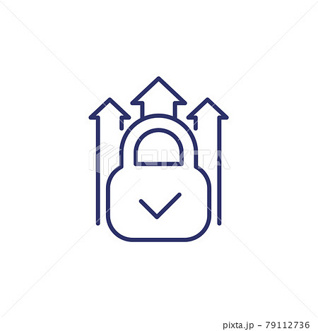 padlock and arrows line icon on white 79112736