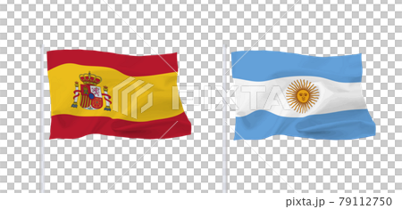スペインとアルゼンチンの国旗のイラスト素材