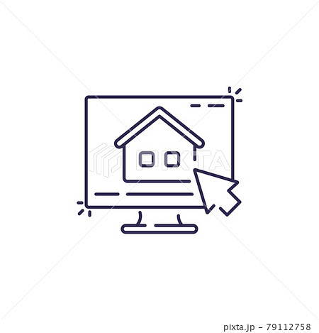 house, apartment search line icon on white 79112758