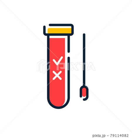 Covid pcr test vector line icon. Corona virus covid19 tube test medical laboratory Covid pcr test vector line icon. Corona virus covid19 tube test medical laboratory 79114082