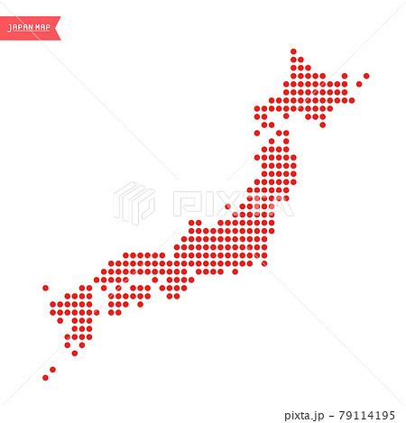 ドットで視覚化した日本地図 シンプルでかわいい日本列島のイラスト素材