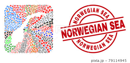 Norwegian Sea Badge and Norway Map Hole Mosaic 79114945