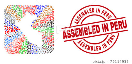 Assembled in Peru Stamp Seal and Peru Map Inverted Mosaic Assembled in Peru Stamp Seal and Peru Map Inverted Mosaic 79114955