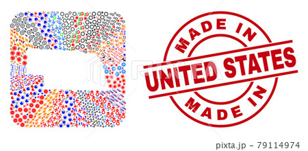 Made in United States Stamp and Nebraska State Map Inverted Mosaic Made in United States Stamp and Nebraska State Map Inverted Mosaic 79114974