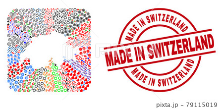 Made in Switzerland Stamp and Switzerland Map Hole Mosaic 79115019