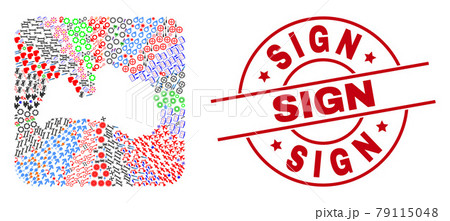 Sign Seal and Latvia Map Subtracted Mosaic Sign Seal and Latvia Map Subtracted Mosaic 79115048