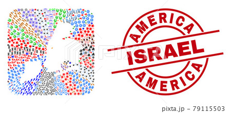 America Israel Stamp and New York City Map Stencil Mosaic America Israel Stamp and New York City Map Stencil Mosaic 79115503