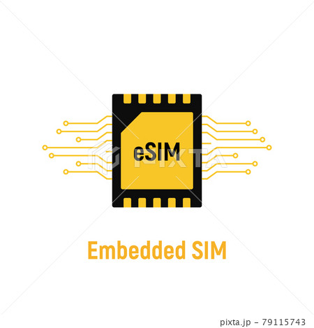 Esim chip card concept icon. Embedded sim card cellular mobile technology smart concept 79115743