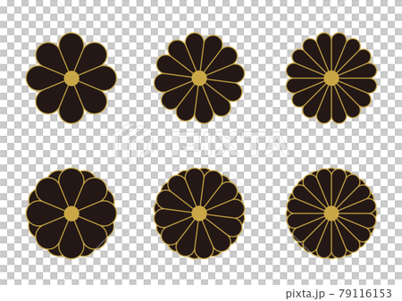 黒と金の菊の花 和風の花のデザイン 和文様のイラスト素材 黒と金の菊の花 和風の花のデザイン 和文様のイラスト素材