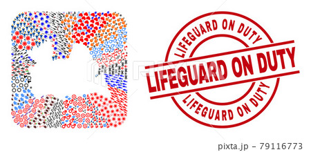Lifeguard on Duty Seal and Utrecht Province Map Hole Mosaic 79116773