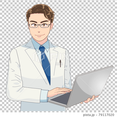 眼鏡を描けたイケメン医師のアニメイラストのイラスト素材