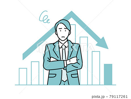 成績ダウン　男性ビジネスパーソンのイラスト 79117261