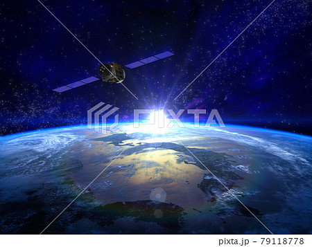 地球と衛星　CG　日本　ライジングサン 3D 79118778