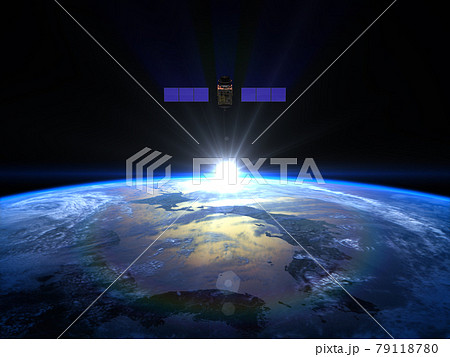 地球と衛星　CG　日本　ライジングサン 3D 79118780