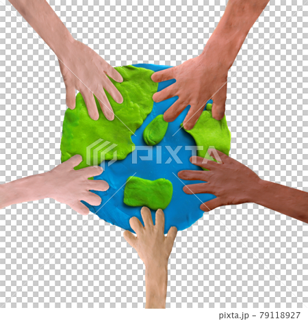 The hands and earth of cute multinational people of clay art The hands and earth of cute multinational people of clay art 79118927