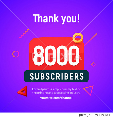 8000 followers vector post 8k celebration. Seven thousand subscribers followers thank you 79119184