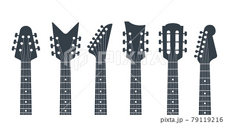 Guitars headstock vector electric neck abstract icon. Guitar head acoustic rock instrument logo icon 79119216