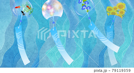 金魚 花火 ひまわり 背景のイラスト素材