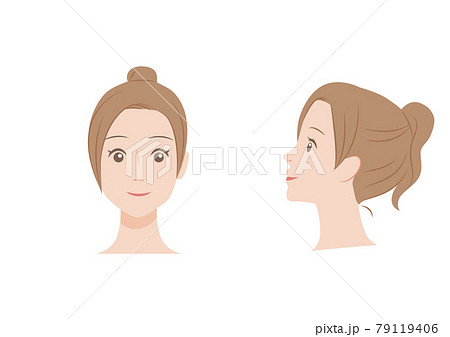 女性の顔の脱毛箇所のイラスト 79119406