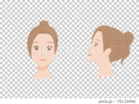 女性の顔の脱毛箇所のイラスト 79119406