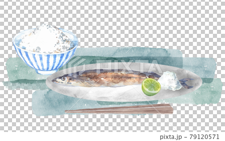 秋刀魚と白ごはんのセット 79120571