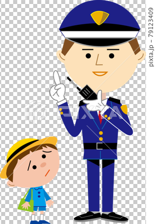 Security guard and lost boy Security guard and lost boy 79123409