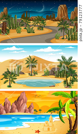 Different nature horizontal scenes in cartoon style 79123777