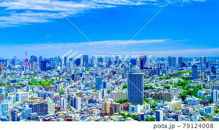東京風景 青空と新緑 三田 田町 方面 東京風景 青空と新緑 三田 田町 方面 79124008