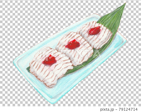 手描き飲食メニュー　鱧の湯引き梅肉添え 79124714