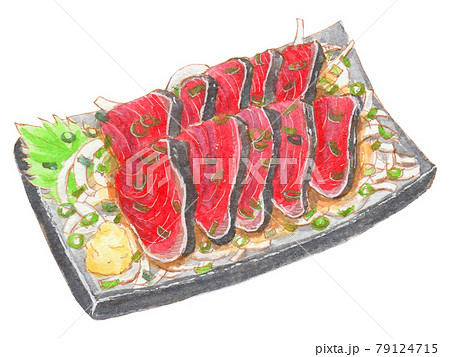 手描き飲食メニュー　カツオのタタキ 79124715