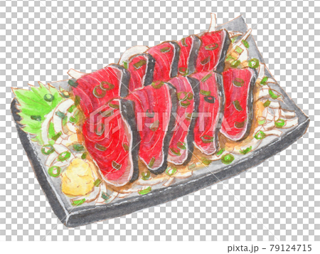 手描き飲食メニュー　カツオのタタキ 79124715