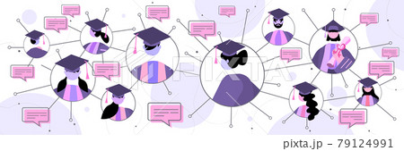 graduated students discussing in social media network graduates celebrating academic diploma degree education graduated students discussing in social media network graduates celebrating academic diploma degree education 79124991