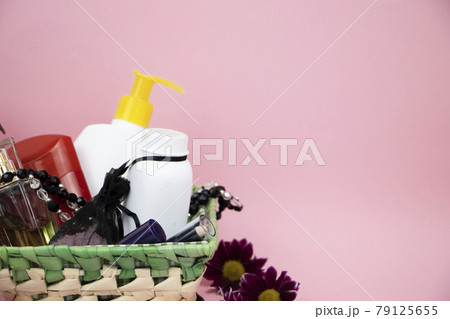 A set of cosmetics as a gift to the woman. A gift for March 8, the day of lovers or birthday A set of cosmetics as a gift to the woman. A gift for March 8, the day of lovers or birthday 79125655