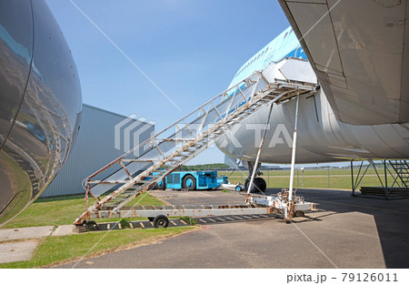 Old staircase at a large airplane Old staircase at a large airplane 79126011