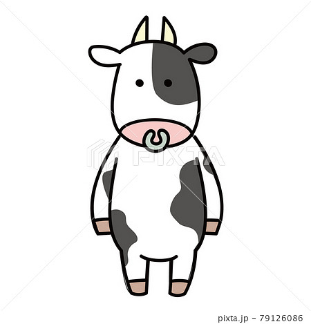 立っているホルスタイン柄の牛のイラスト素材