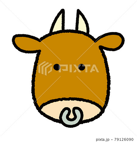茶色の牛の顔だけアイコンのイラスト素材