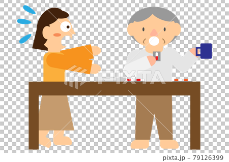 高齢者の薬を包装ごと誤飲してしまうイメージ 79126399