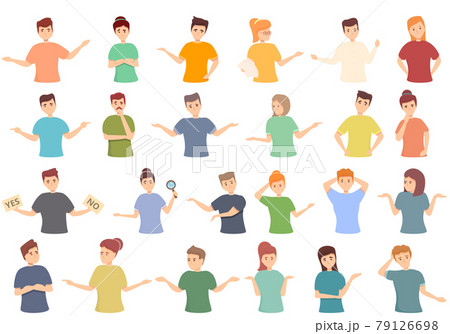 Ambiguity icons set cartoon vector. Data analysis Ambiguity icons set cartoon vector. Data analysis 79126698