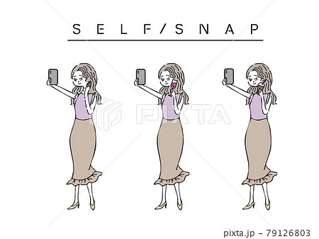 自撮りをする女性のイラスト 自撮りをする女性のイラスト 79126803