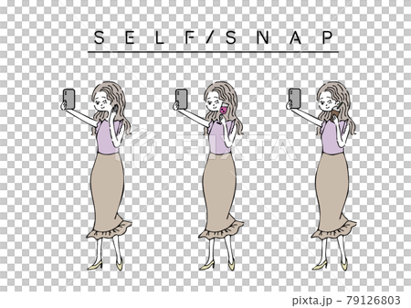 自撮りをする女性のイラスト 自撮りをする女性のイラスト 79126803