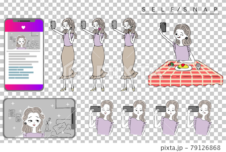自撮りをする女性のイラスト 79126868