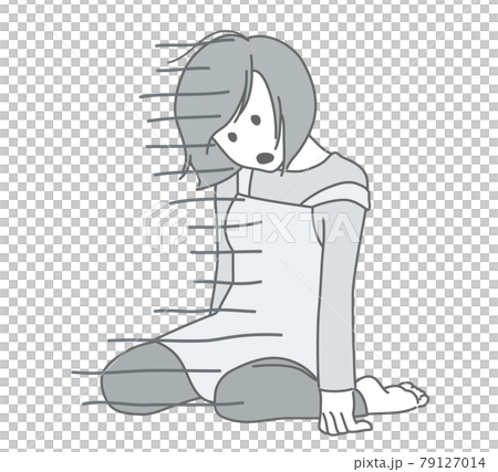 燃え尽きた、疲れ果てた女性・主婦のイメージイラスト 79127014