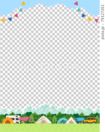 Campsite frame with a view of the mountains 79127261