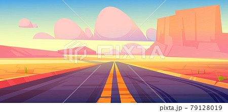Road in desert scenery landscape with rocks, way 79128019