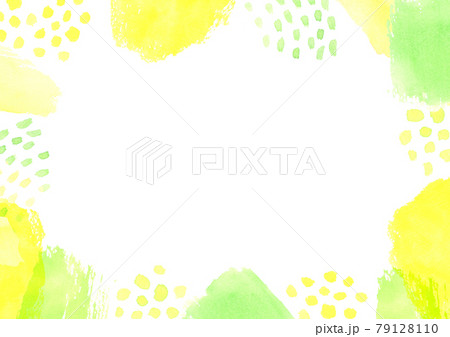黄色と黄緑色の水彩テクスチャのフレーム 79128110